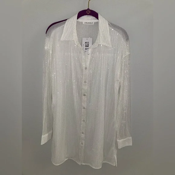 NWT 12th Tribe Unstoppable white sequins dress - Picture 1 of 3